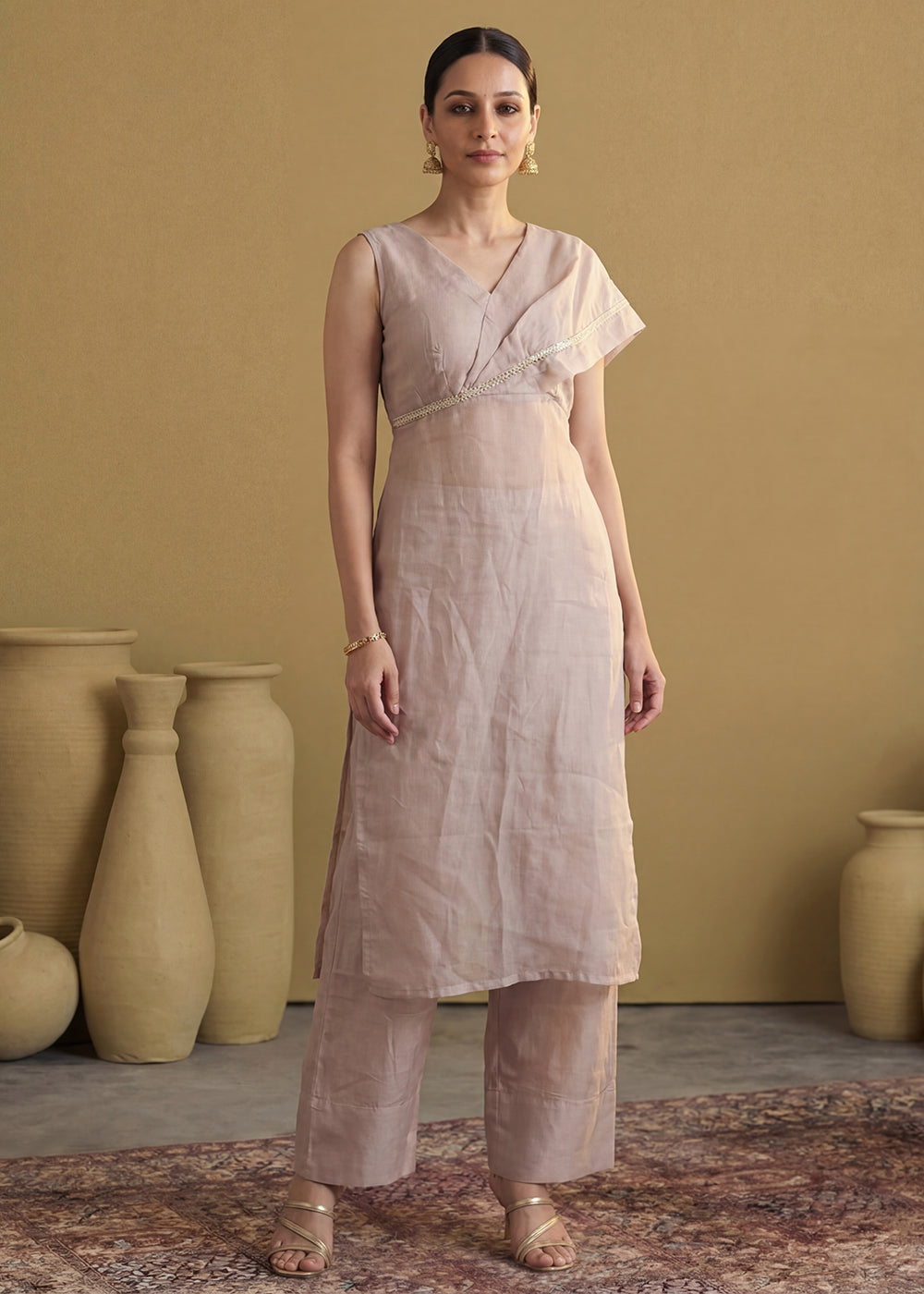 Buy Now Lavender Silk Designer Indo Western Style Dress Online in US, UK, Canada, Netherlands, Germany, Italy, France, Sweden, UAE & Worldwide at Empress.