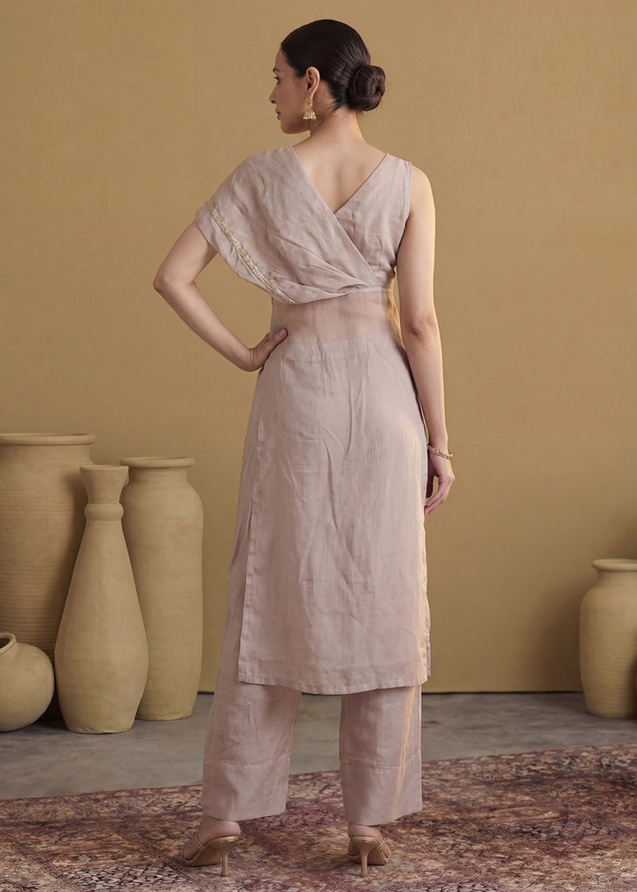 Buy Now Lavender Silk Designer Indo Western Style Dress Online in US, UK, Canada, Netherlands, Germany, Italy, France, Sweden, UAE & Worldwide at Empress.