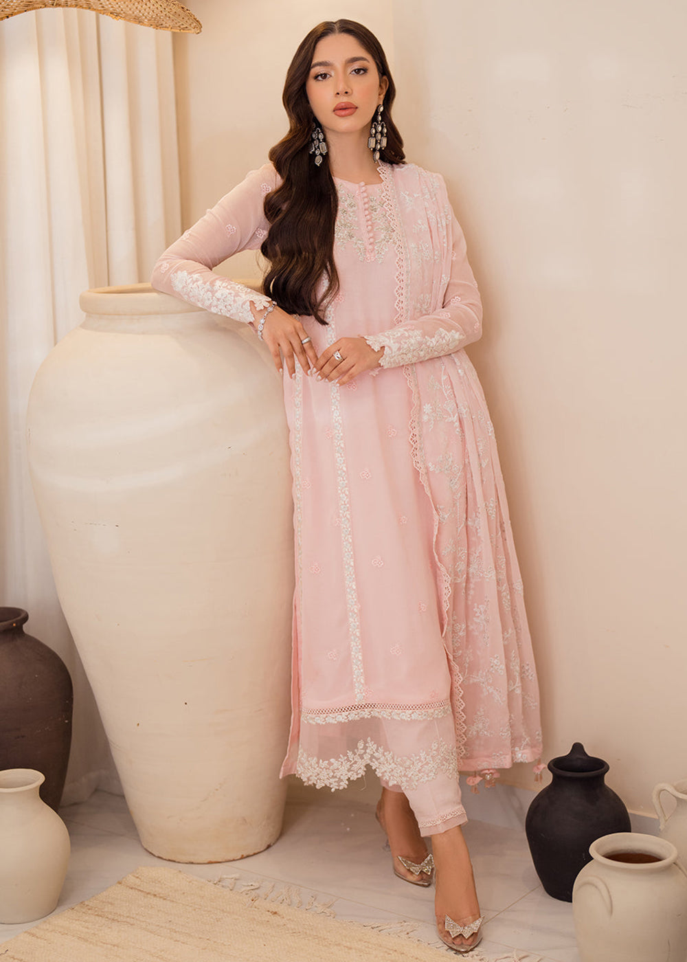 Buy Now 3 Pcs Embroidered Luxury Chiffon Formals '24 by Azure | Pink Delight Online at Empress Online in USA, UK, Canada & Worldwide at Empress Clothing. 