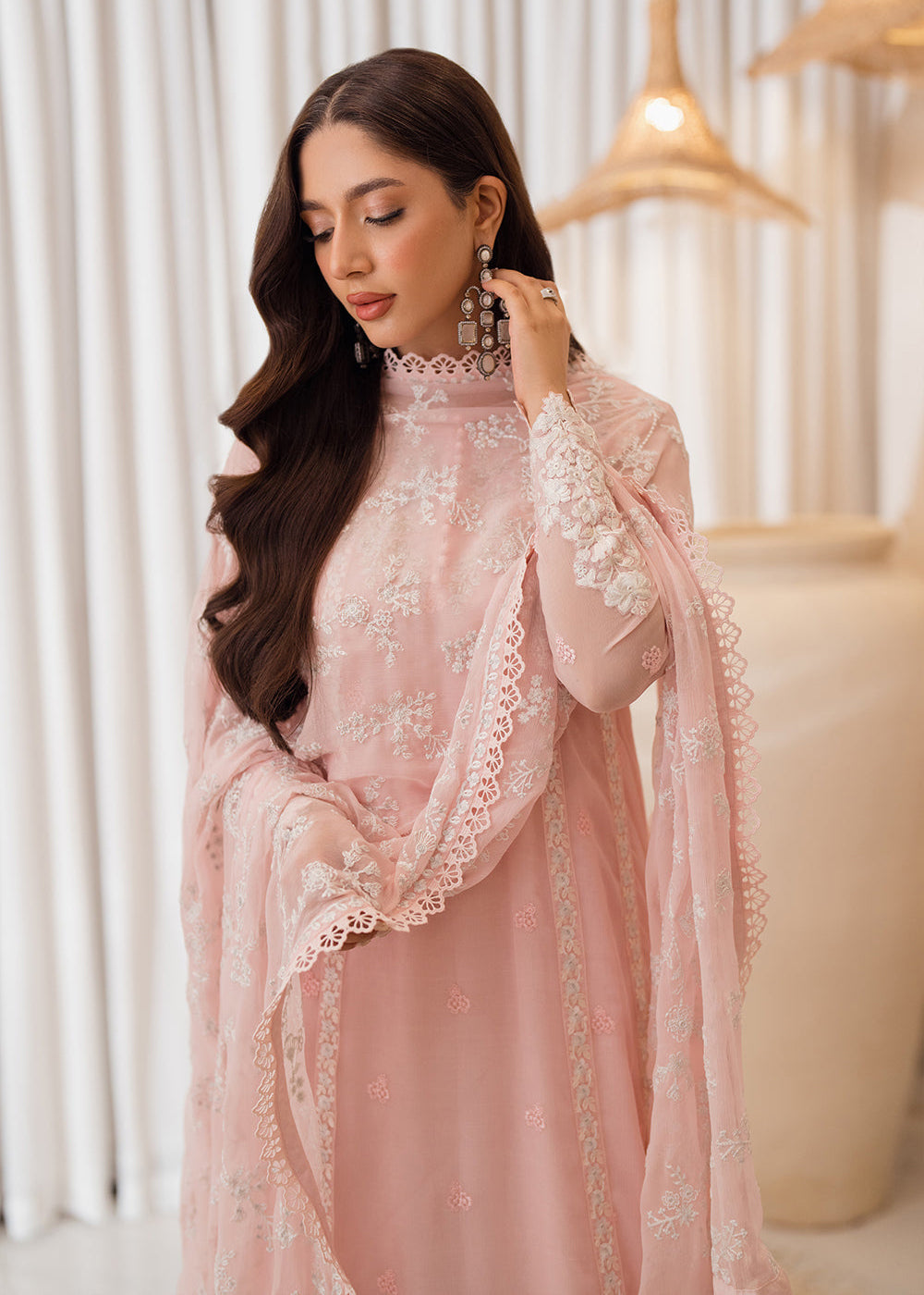 Buy Now 3 Pcs Embroidered Luxury Chiffon Formals '24 by Azure | Pink Delight Online at Empress Online in USA, UK, Canada & Worldwide at Empress Clothing. 