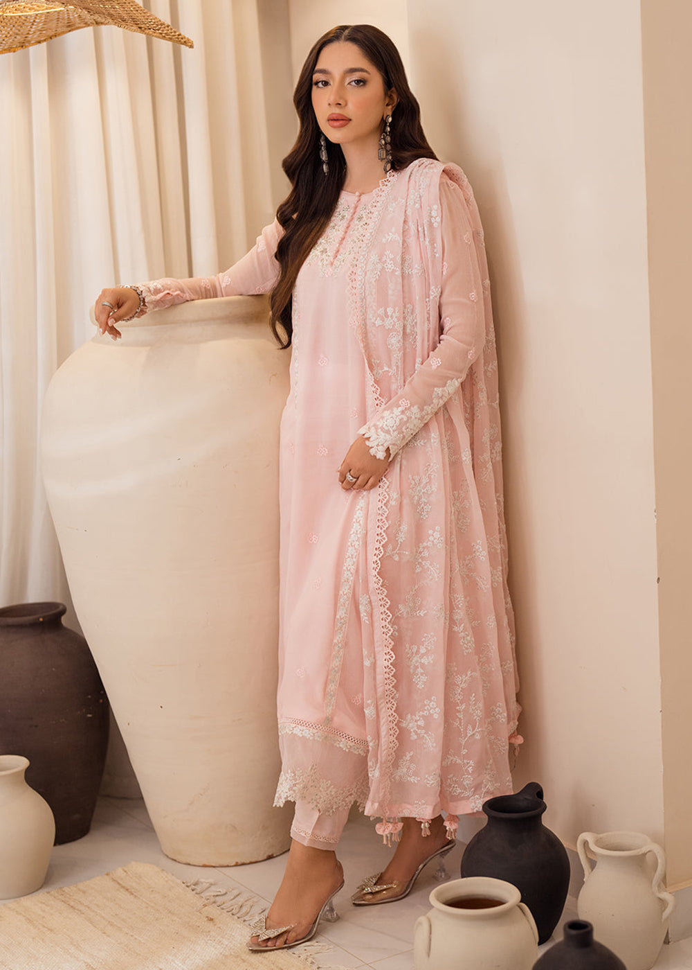 Buy Now 3 Pcs Embroidered Luxury Chiffon Formals '24 by Azure | Pink Delight Online at Empress Online in USA, UK, Canada & Worldwide at Empress Clothing. 