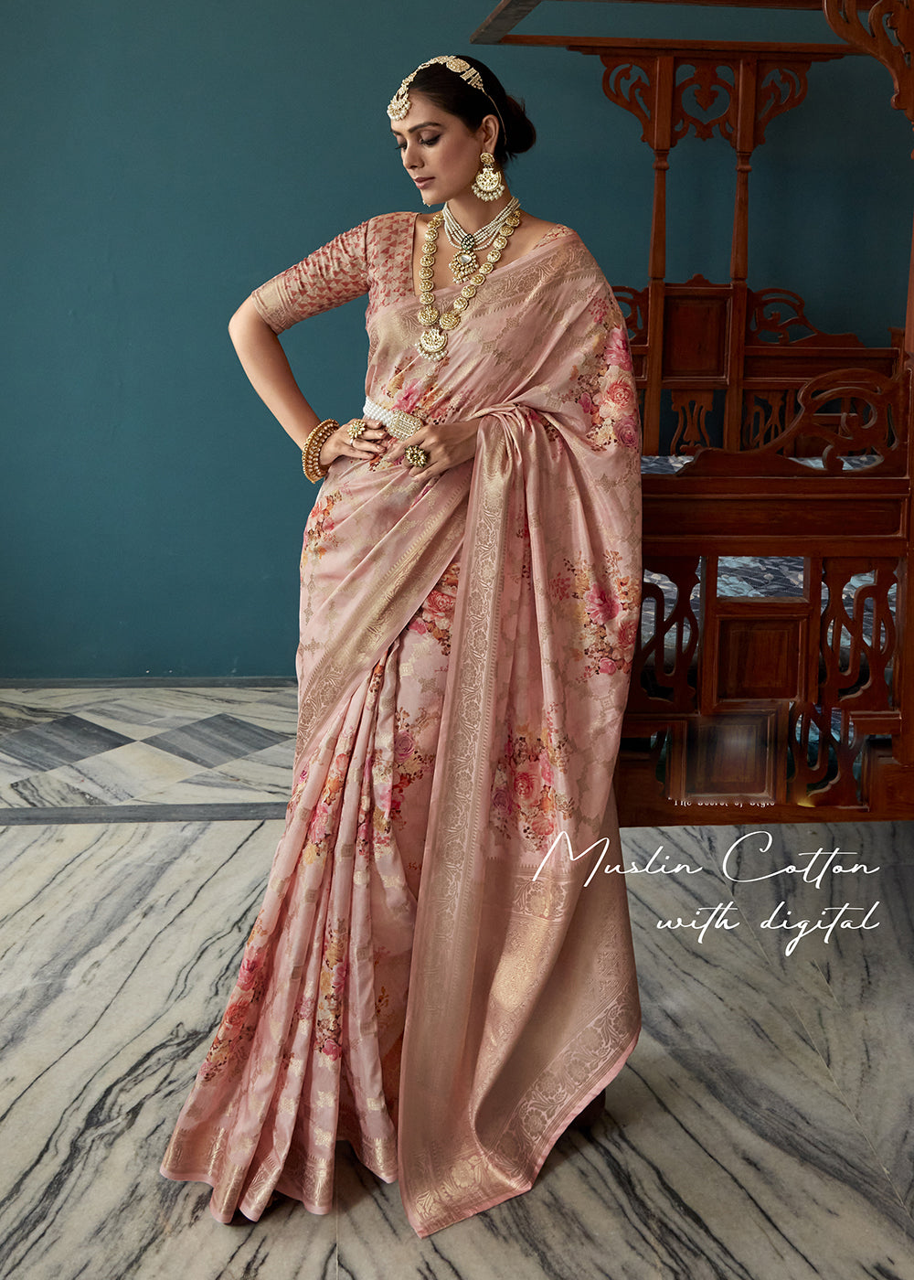 Buy Now Enchanting Lily Pink Floral Printed Soft Silk Designer Saree Online in USA, UK, Canada & Worldwide at Empress Clothing. 