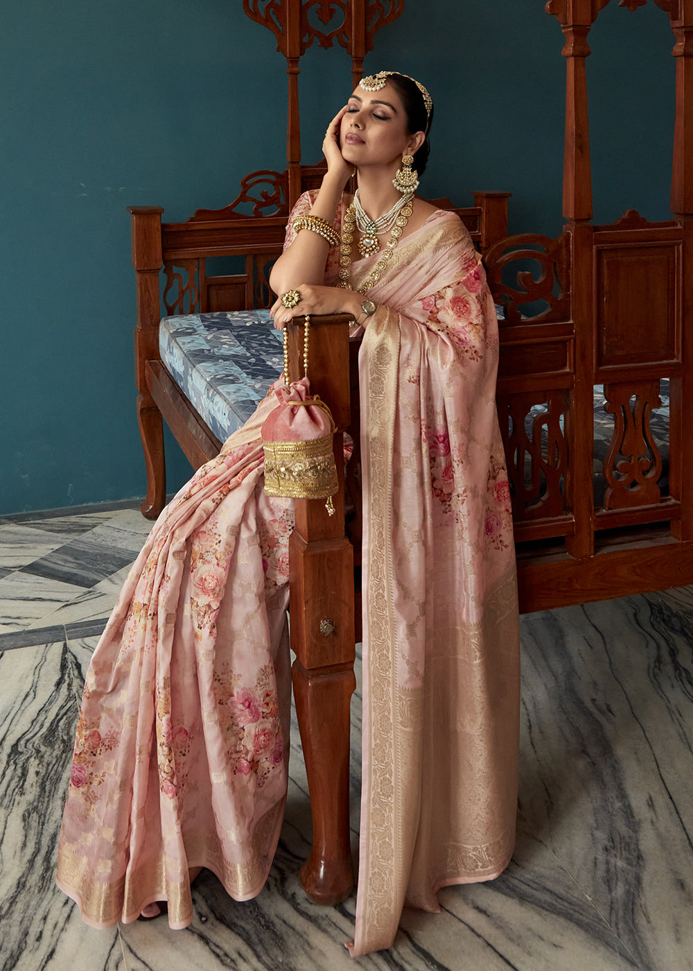 Buy Now Enchanting Lily Pink Floral Printed Soft Silk Designer Saree Online in USA, UK, Canada & Worldwide at Empress Clothing. 