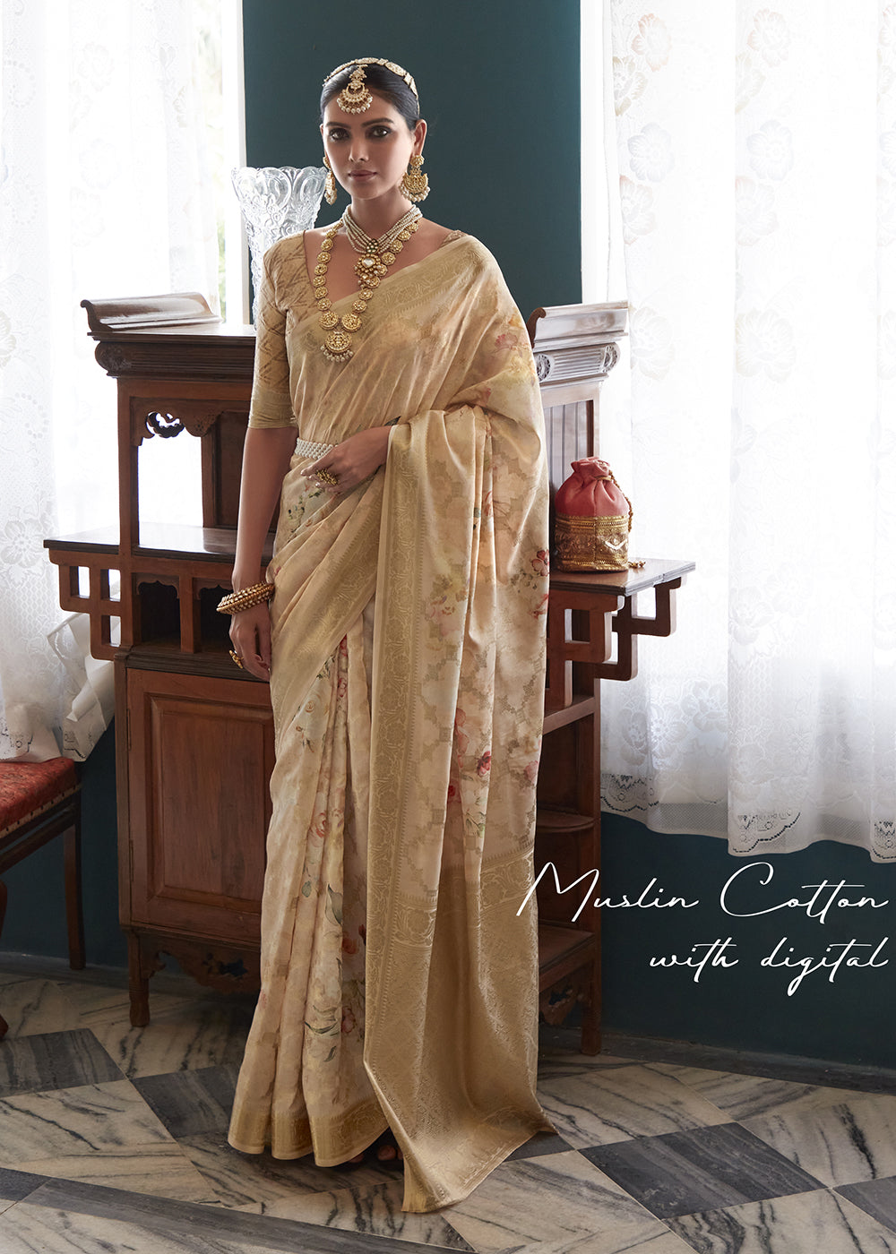 Buy Now Enchanting Beige Floral Printed Soft Silk Designer Saree Online in USA, UK, Canada & Worldwide at Empress Clothing. 