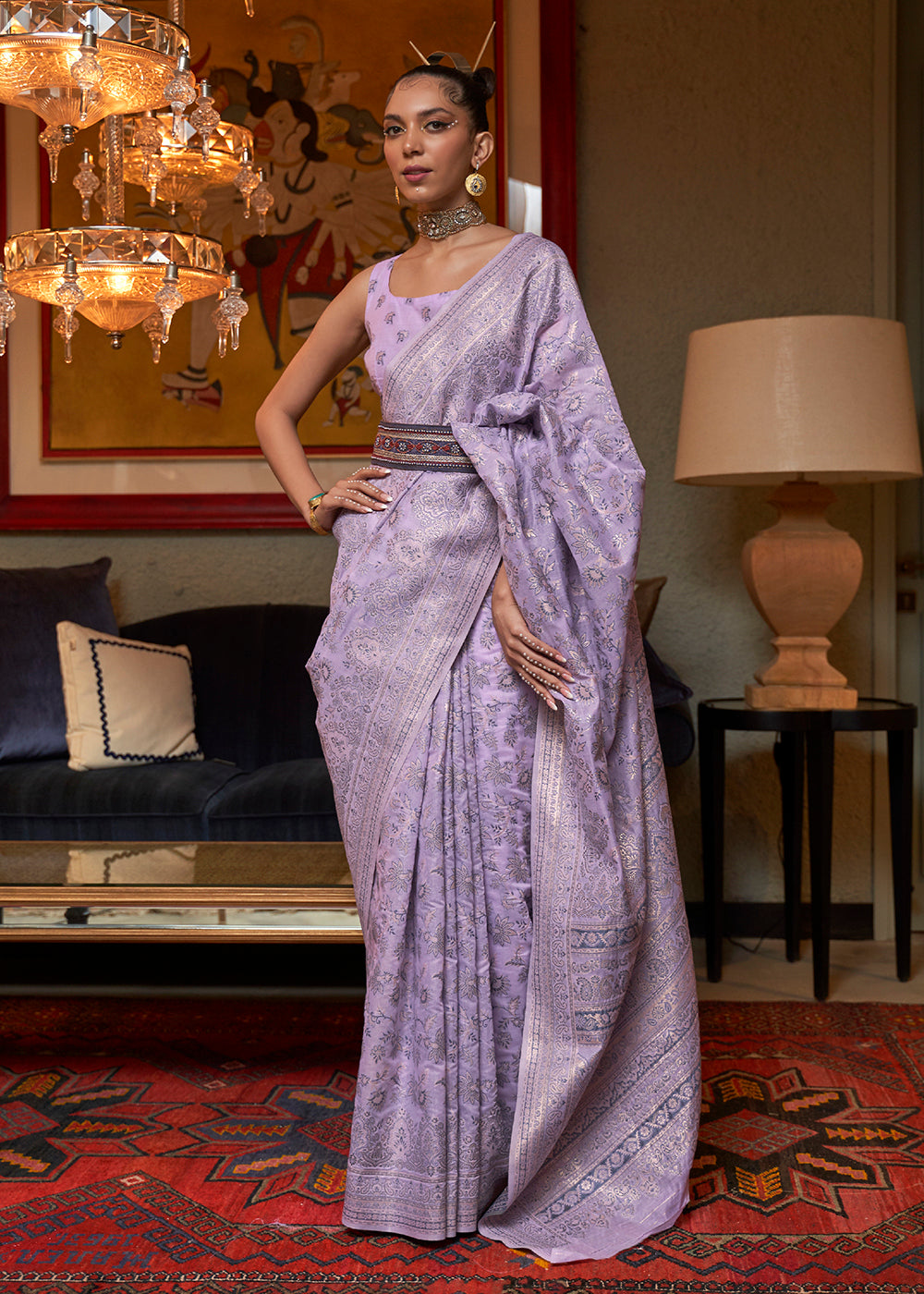 Buy Now Light Purple Kashmiri Cotton Silk Saree Online in USA, UK, Canada & Worldwide at Empress Clothing.