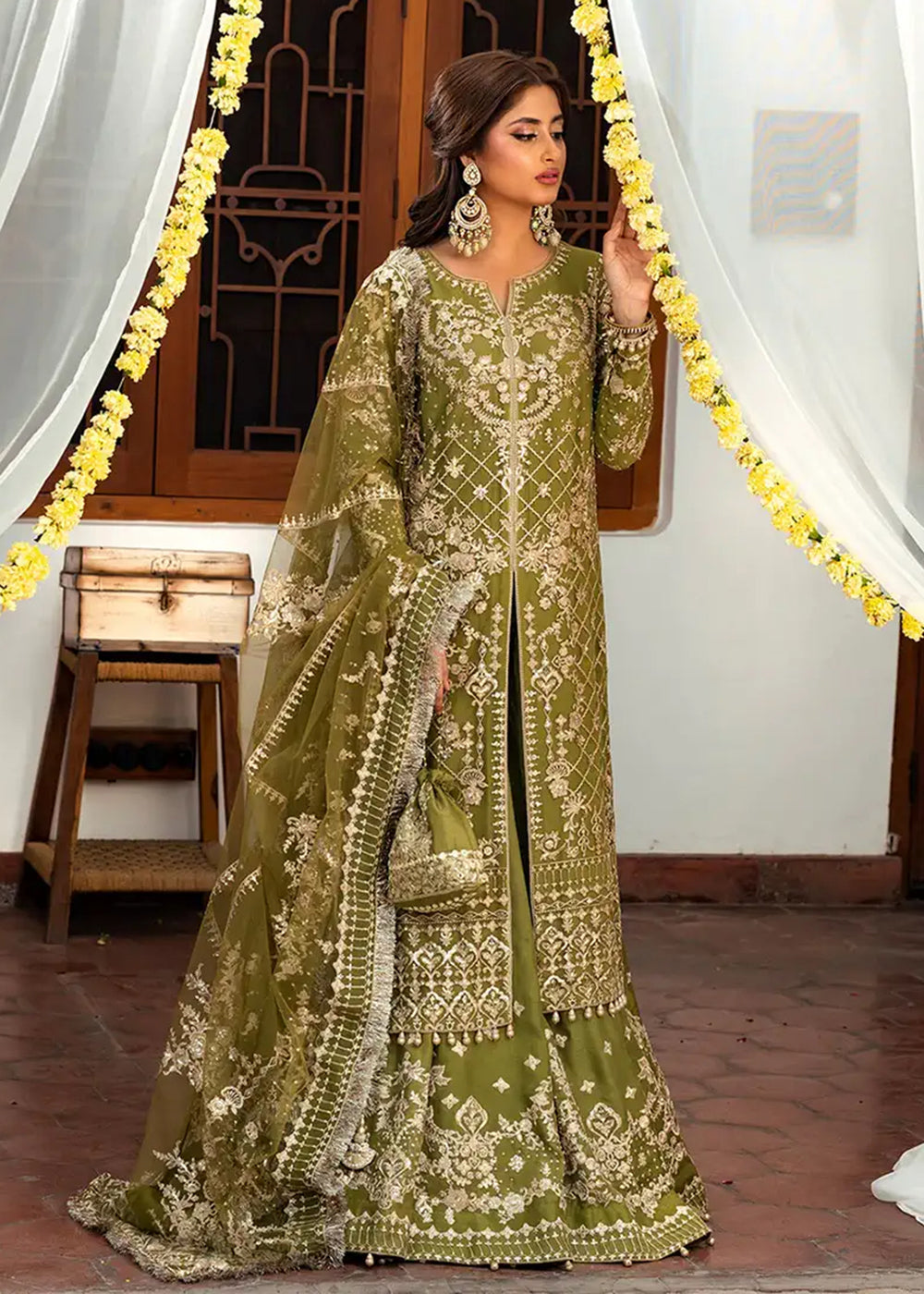 Rama Green Sequence Embroidered Gharara Suit | Gharara suits, Sharara,  Party wear