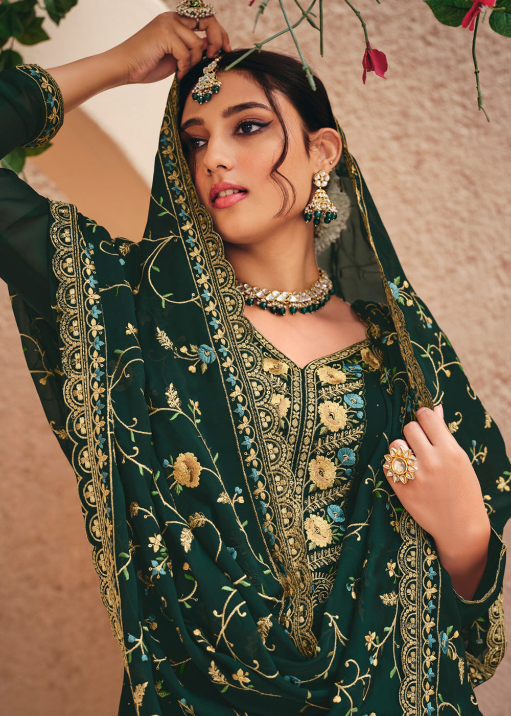 Buy Now Green Swarovski Work & Embroidered Eid Wear Salwar Suit Online in USA, UK, Canada, Germany, Australia & Worldwide at Empress Clothing.