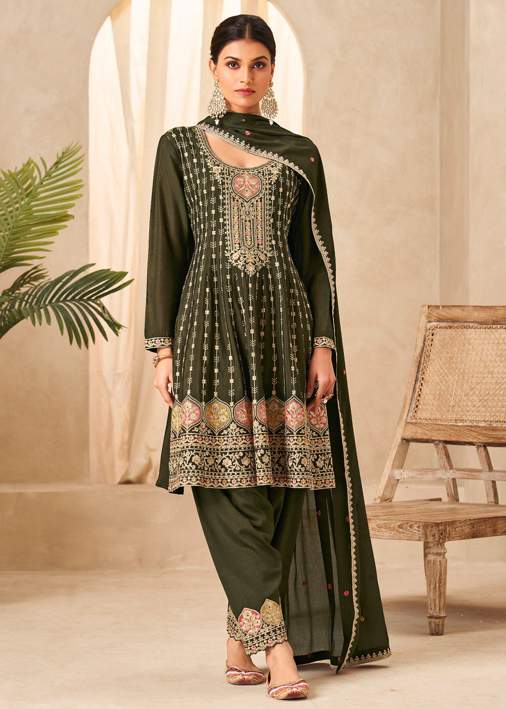 Green salwar best sale suit online