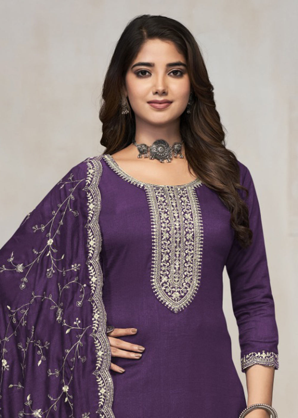 Buy Now Beautiful Purple Vichitra Silk Fancy Salwar Suit Online in USA, UK, Canada, Germany, Australia & Worldwide at Empress Clothing. 