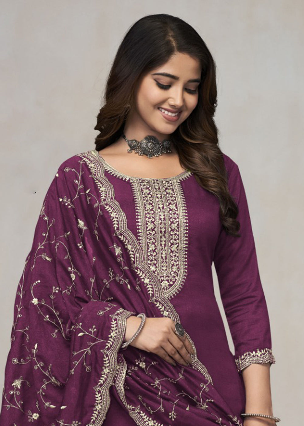 Buy Now Beautiful Burgundy Vichitra Silk Fancy Salwar Suit Online in USA, UK, Canada, Germany, Australia & Worldwide at Empress Clothing.