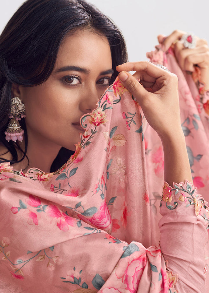 Buy Now Pink Chinnon Silk Thread & Mirror Palazzo Suit Online in US, UK, Canada, Germany, Italy, France, Austria, Australia, Denmark & Worldwide at Empress.