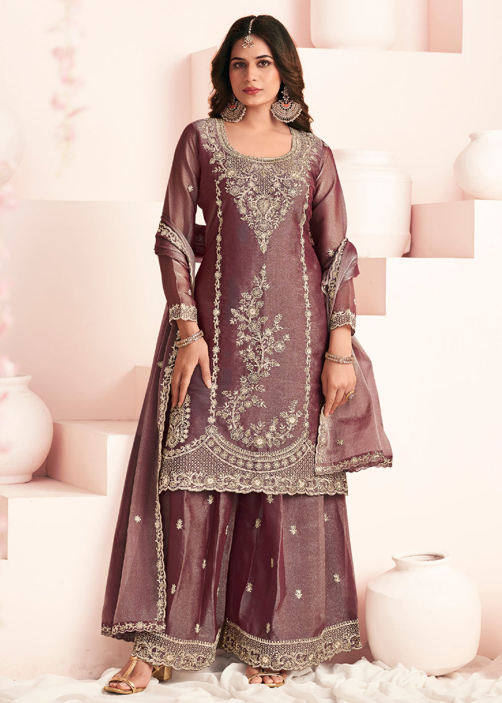 india dress near me Green Pink Silk Elegant Dress