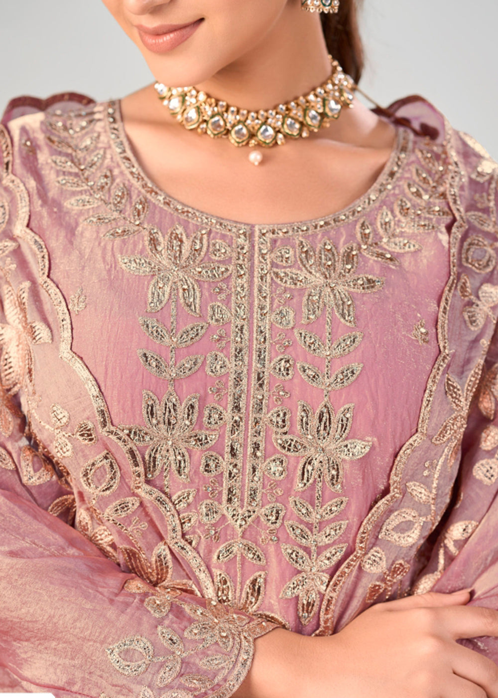 Buy Now Pink Premium Fendy Silk Festive Palazzo Suit Online in US, UK, Canada, Netherlands, Germany, Italy, France, Greece, Austria &amp; Worldwide at Empress.