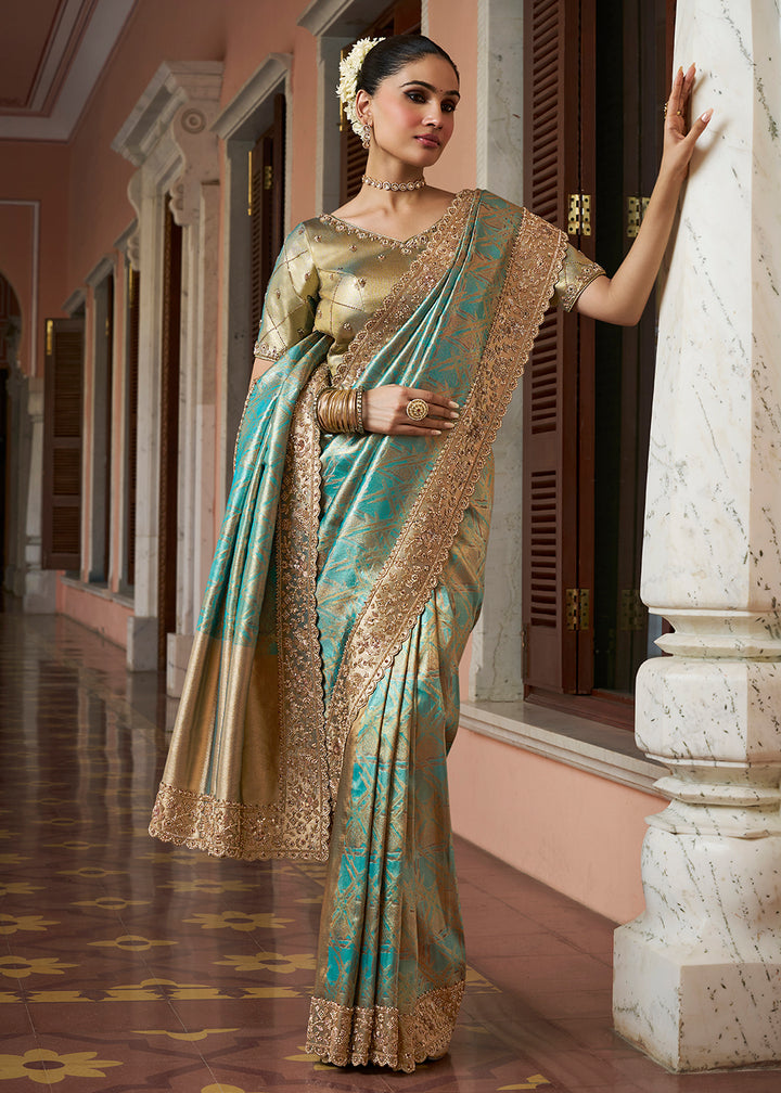 Buy Now Premium Green Kanjivaram Soft Silk Wedding Wear Saree Online in US, UK, Canada, France, Germany, Denmark, Sweden, Austria, UAE &amp; Worldwide at Empress.