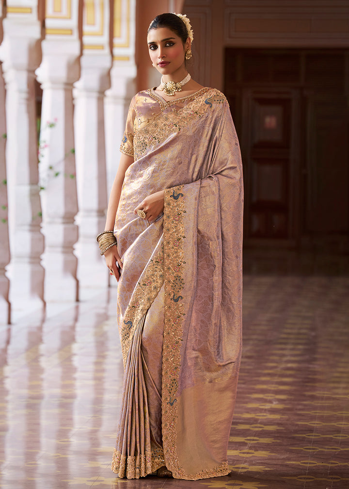Buy Now Premium Lavender Kanjivaram Soft Silk Wedding Wear Saree Online in US, UK, Canada, France, Germany, Denmark, Sweden, Austria, UAE &amp; Worldwide at Empress.
