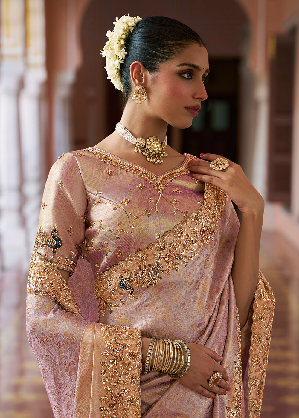 Buy Now Premium Lavender Kanjivaram Soft Silk Wedding Wear Saree Online in US, UK, Canada, France, Germany, Denmark, Sweden, Austria, UAE & Worldwide at Empress.