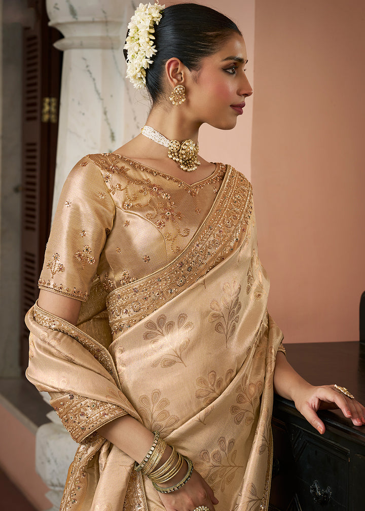 Buy Now Premium Golden Kanjivaram Soft Silk Wedding Wear Saree Online in US, UK, Canada, France, Germany, Denmark, Sweden, Austria, UAE &amp; Worldwide at Empress.