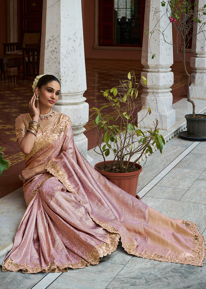 Buy Now Ornate Pink Kanjivaram Soft Silk Wedding Wear Saree Online in US, UK, Canada, France, Germany, Denmark, Sweden, Austria, UAE &amp; Worldwide at Empress.