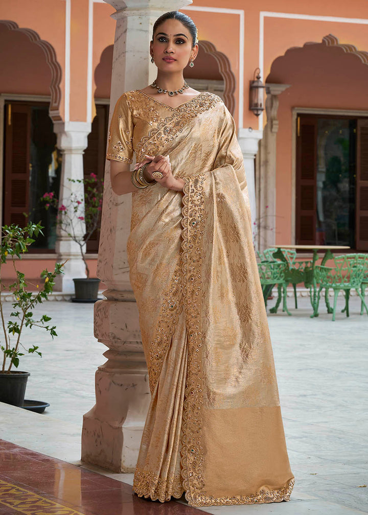 Buy Now Golden Kanjivaram Soft Silk Wedding Wear Saree Online in US, UK, Canada, France, Germany, Denmark, Sweden, Austria, Australia, UAE &amp; Worldwide at Empress.