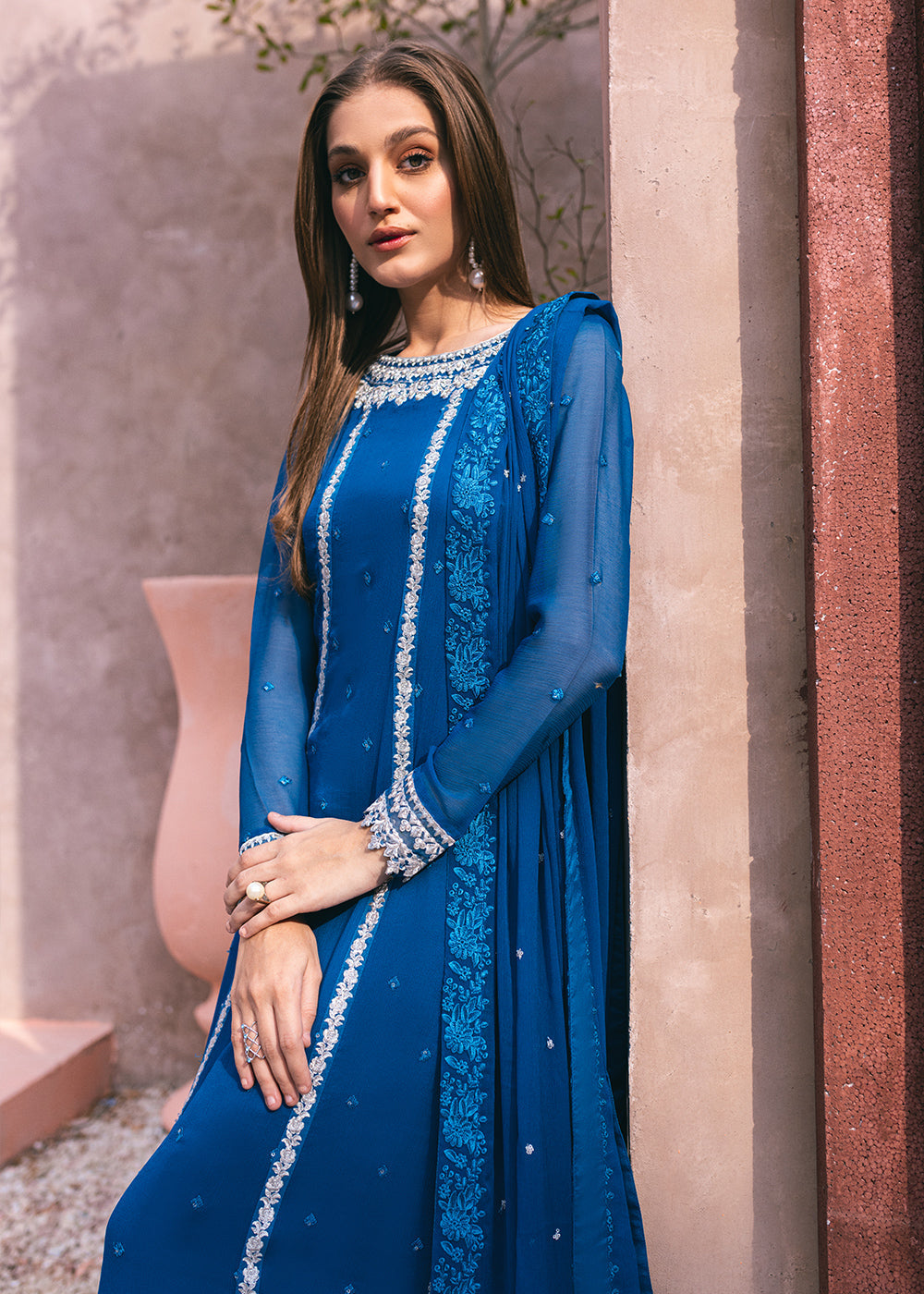 Buy Now Embroidered Ensembles 3 Pcs by Azure | Radiant Sky Online at Empress Online in USA, UK, Canada & Worldwide at Empress Clothing. 