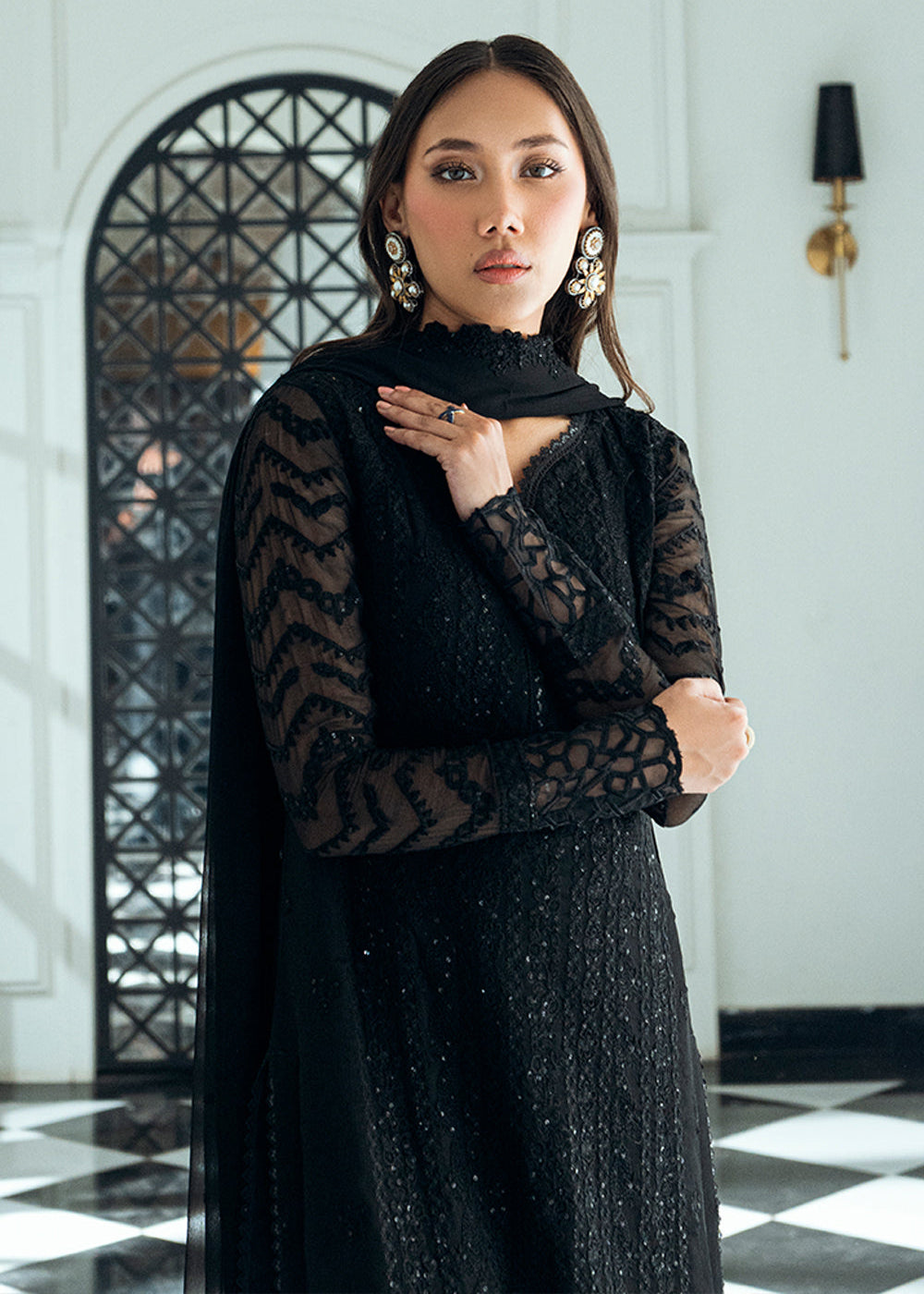 Buy Now Ensembles Embroidered Formals '25 Vol 2 by Azure | Raven Drape Online in USA, UK, Canada, France, Italy, Germany & Worldwide at Empress Clothing.
