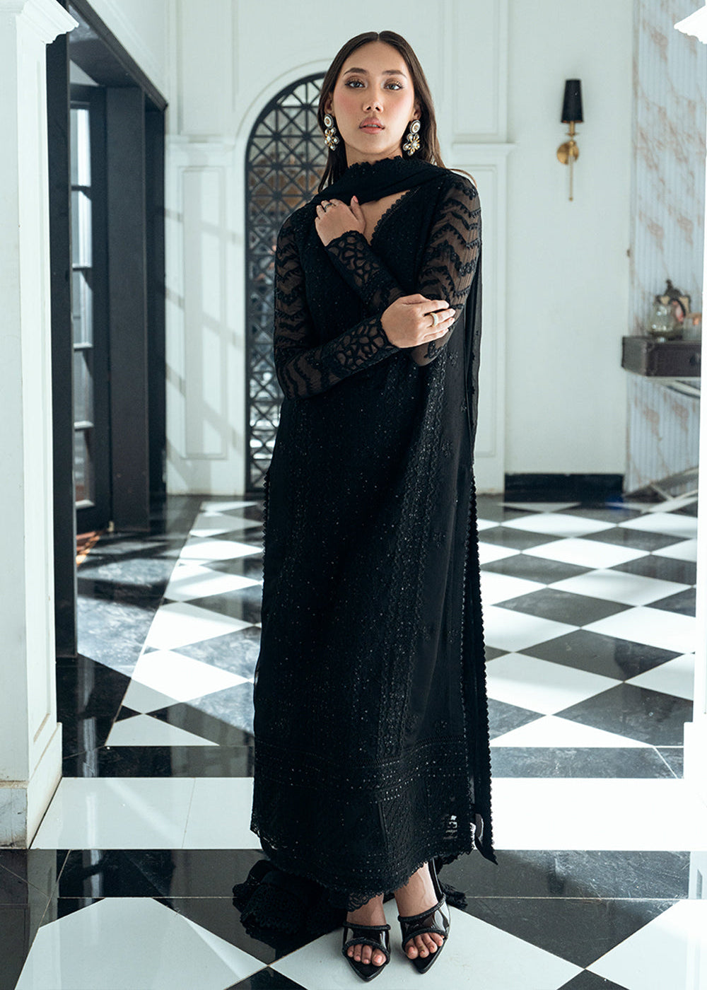 Buy Now Ensembles Embroidered Formals '25 Vol 2 by Azure | Raven Drape Online in USA, UK, Canada, France, Italy, Germany & Worldwide at Empress Clothing.