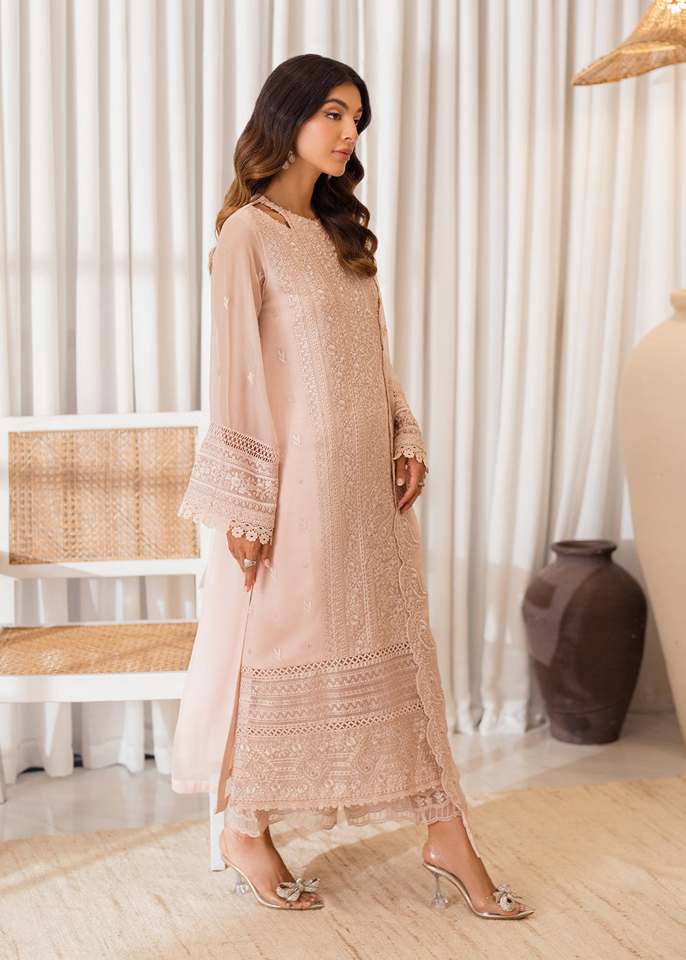 Buy Now 3 Pcs Embroidered Luxury Chiffon Formals '24 by Azure | Rosy Glow Online at Empress Online in USA, UK, Canada & Worldwide at Empress Clothing.