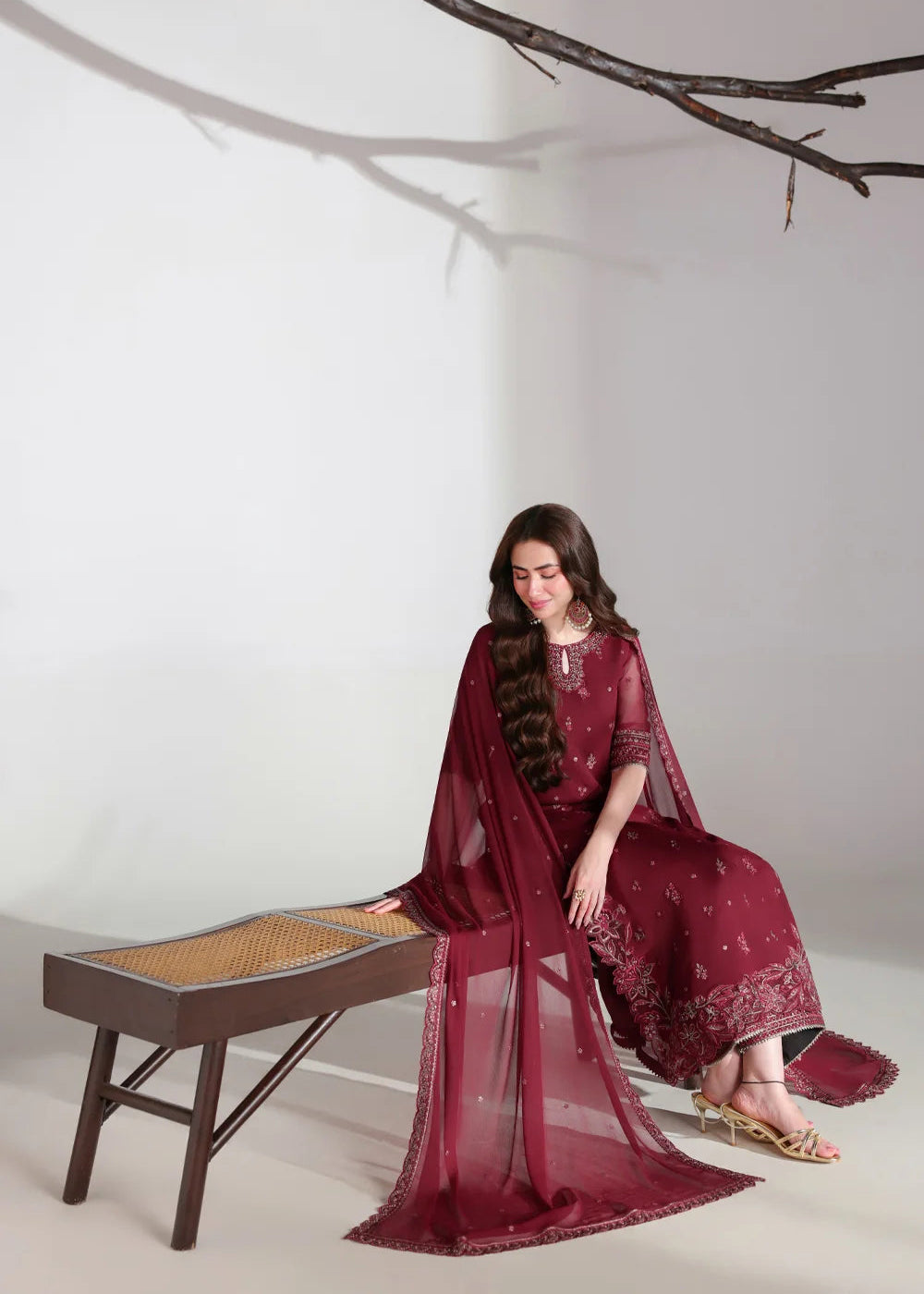 Buy Ensembles Embroidered Festive Chiffon &