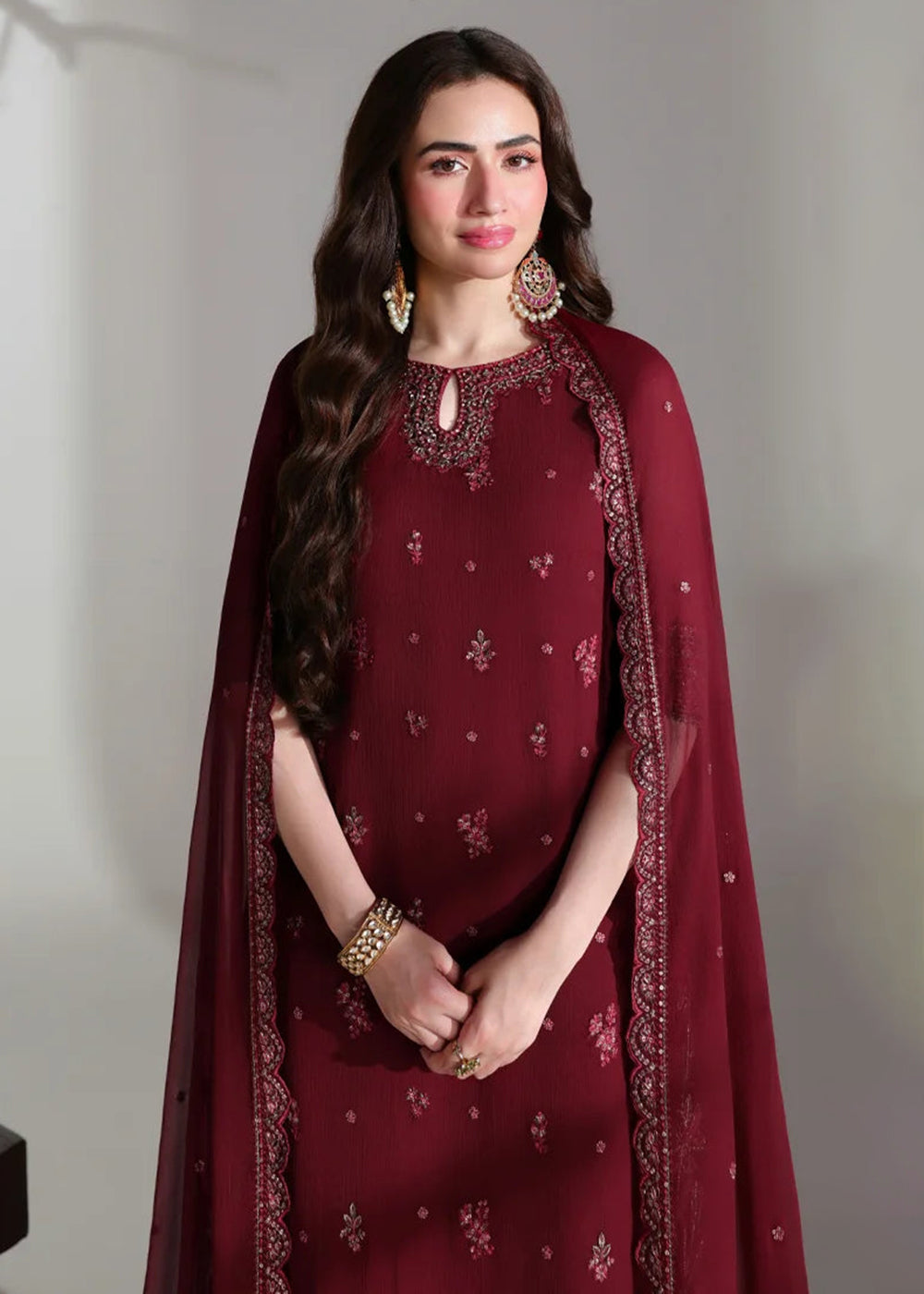 Buy Ensembles Embroidered Festive Chiffon &