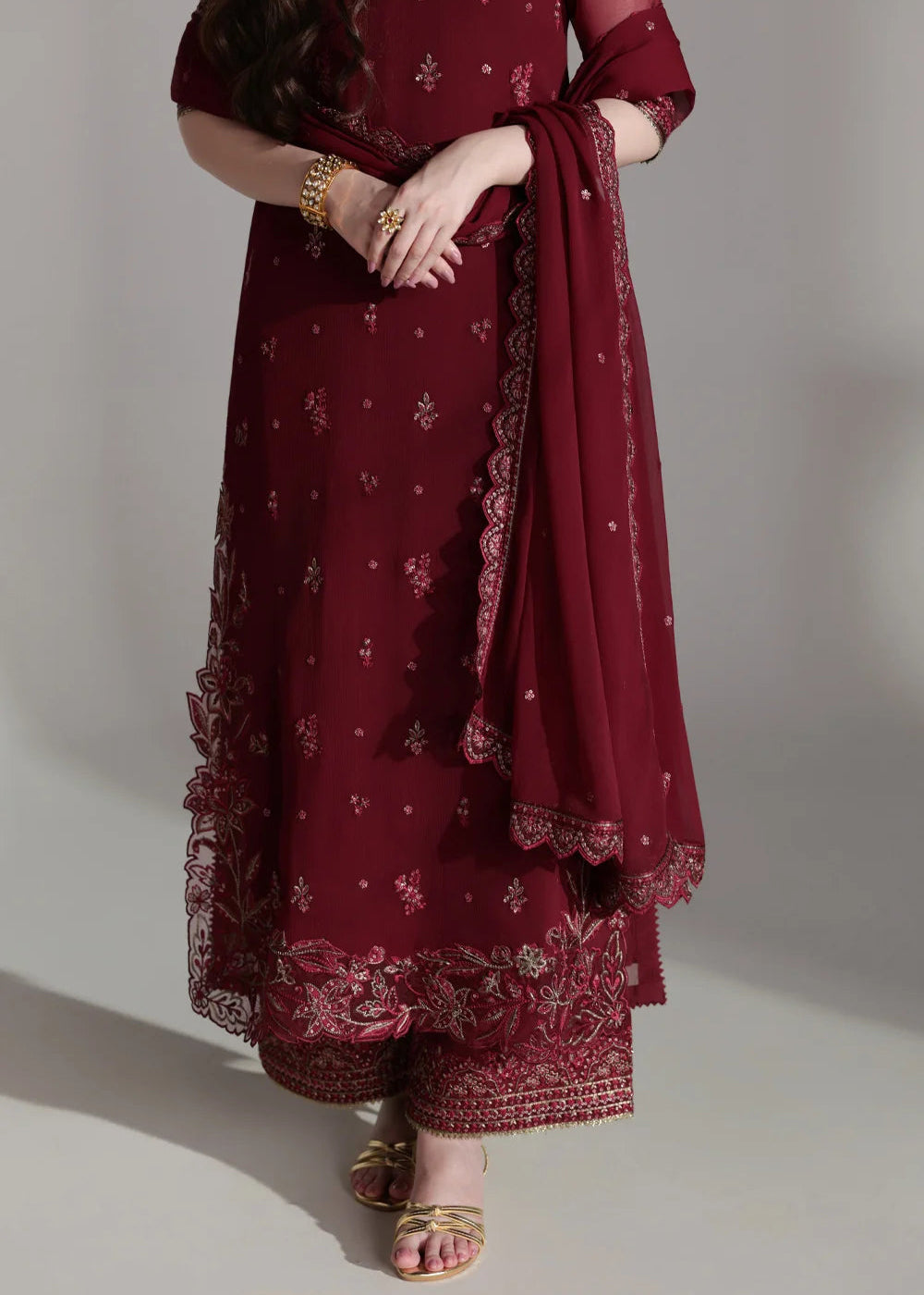 Buy Ensembles Embroidered Festive Chiffon &