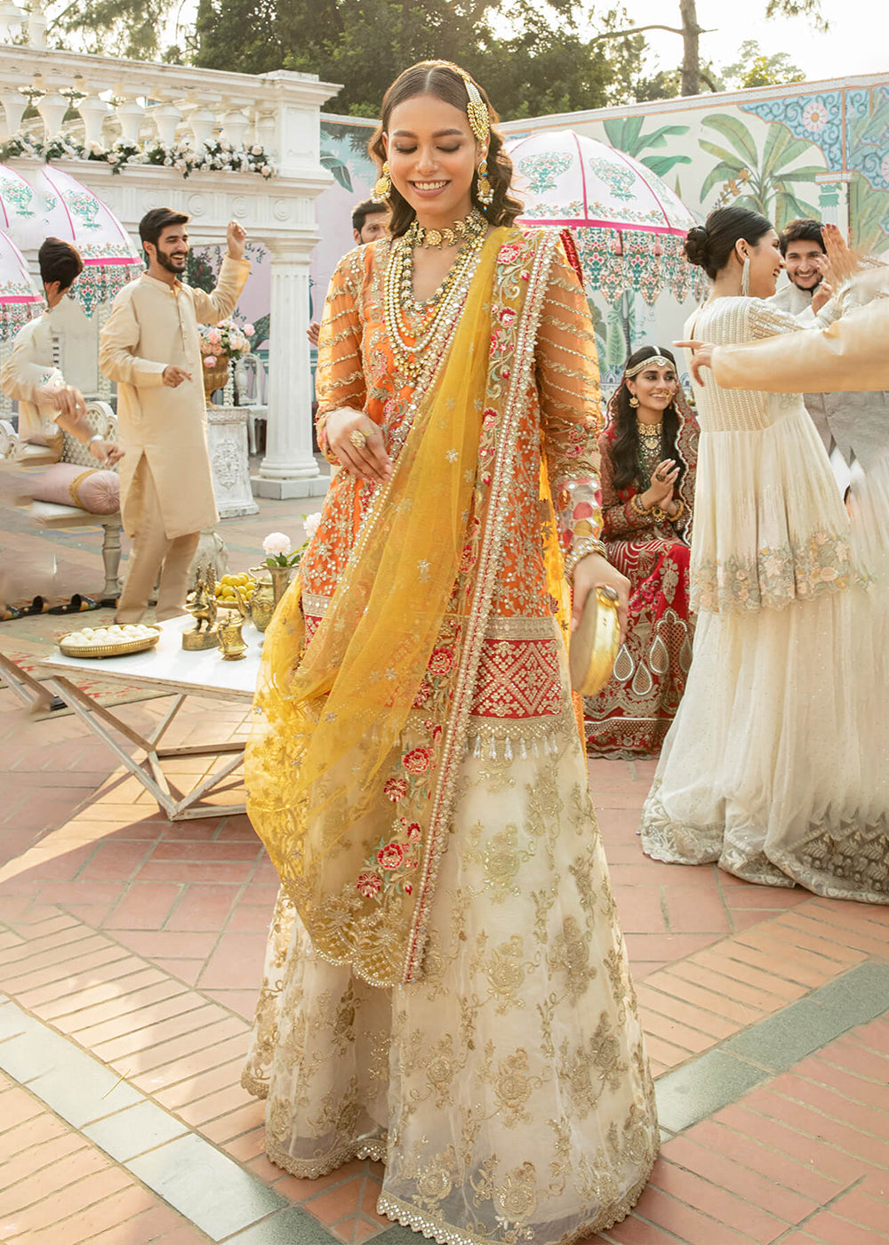 Buy Now Orange Pakistani Sharara Suit | Imrozia Serena Mehram Brides '23 | SB-12 - QURBAT Online in USA, UK, Canada & Worldwide at Empress Clothing. 