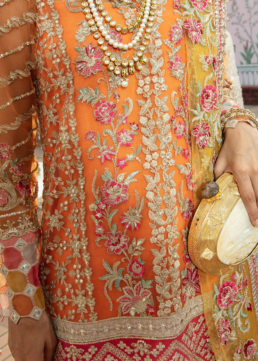 Buy Now Orange Pakistani Sharara Suit | Imrozia Serena Mehram Brides '23 | SB-12 - QURBAT Online in USA, UK, Canada & Worldwide at Empress Clothing. 