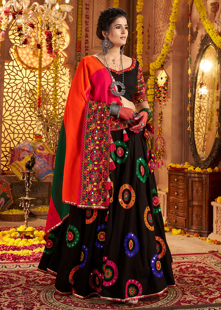 Buy Now Black Viscose Cotton Chaniya Choli for Navratri Festival Online in US, UK, Canada, France, Germany, Italy, Austria, UAE & Worldwide at Empress Clothing.