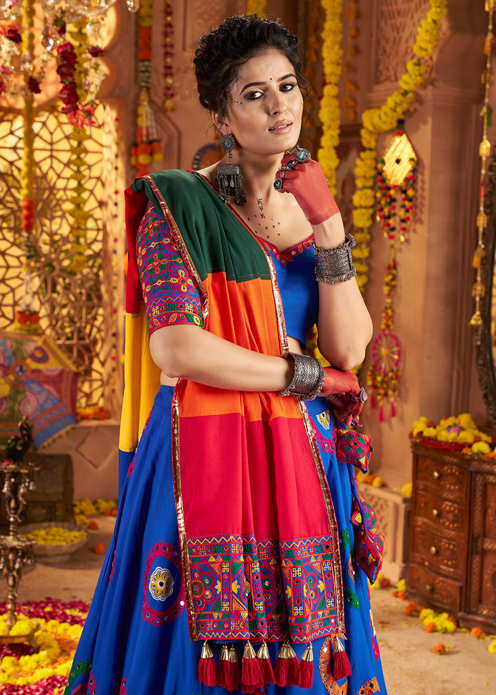 Buy Now Blue Viscose Cotton Chaniya Choli for Navratri Festival Online in US, UK, Canada, France, Germany, Italy, Austria, UAE & Worldwide at Empress Clothing.