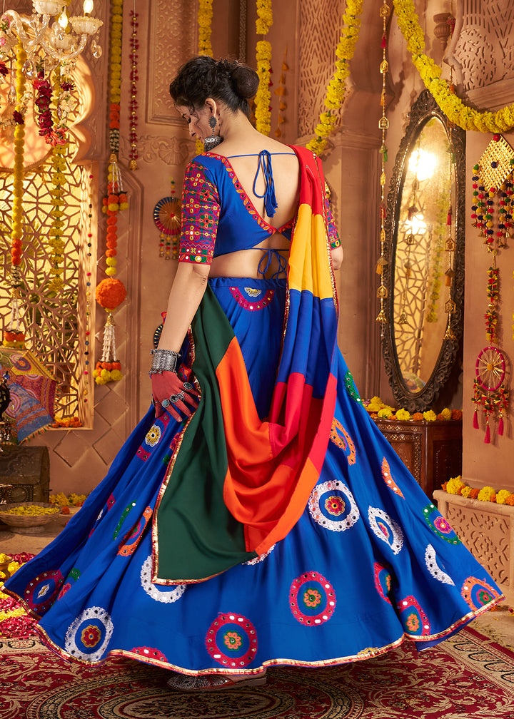 Buy Now Blue Viscose Cotton Chaniya Choli for Navratri Festival Online in US, UK, Canada, France, Germany, Italy, Austria, UAE & Worldwide at Empress Clothing.