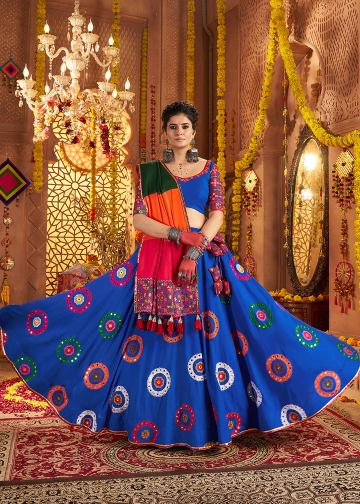 Buy Now Blue Viscose Cotton Chaniya Choli for Navratri Festival Online in US, UK, Canada, France, Germany, Italy, Austria, UAE & Worldwide at Empress Clothing.