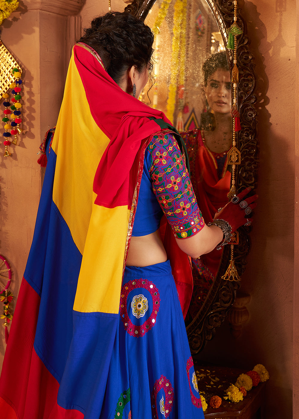 Buy Now Blue Viscose Cotton Chaniya Choli for Navratri Festival Online in US, UK, Canada, France, Germany, Italy, Austria, UAE & Worldwide at Empress Clothing.