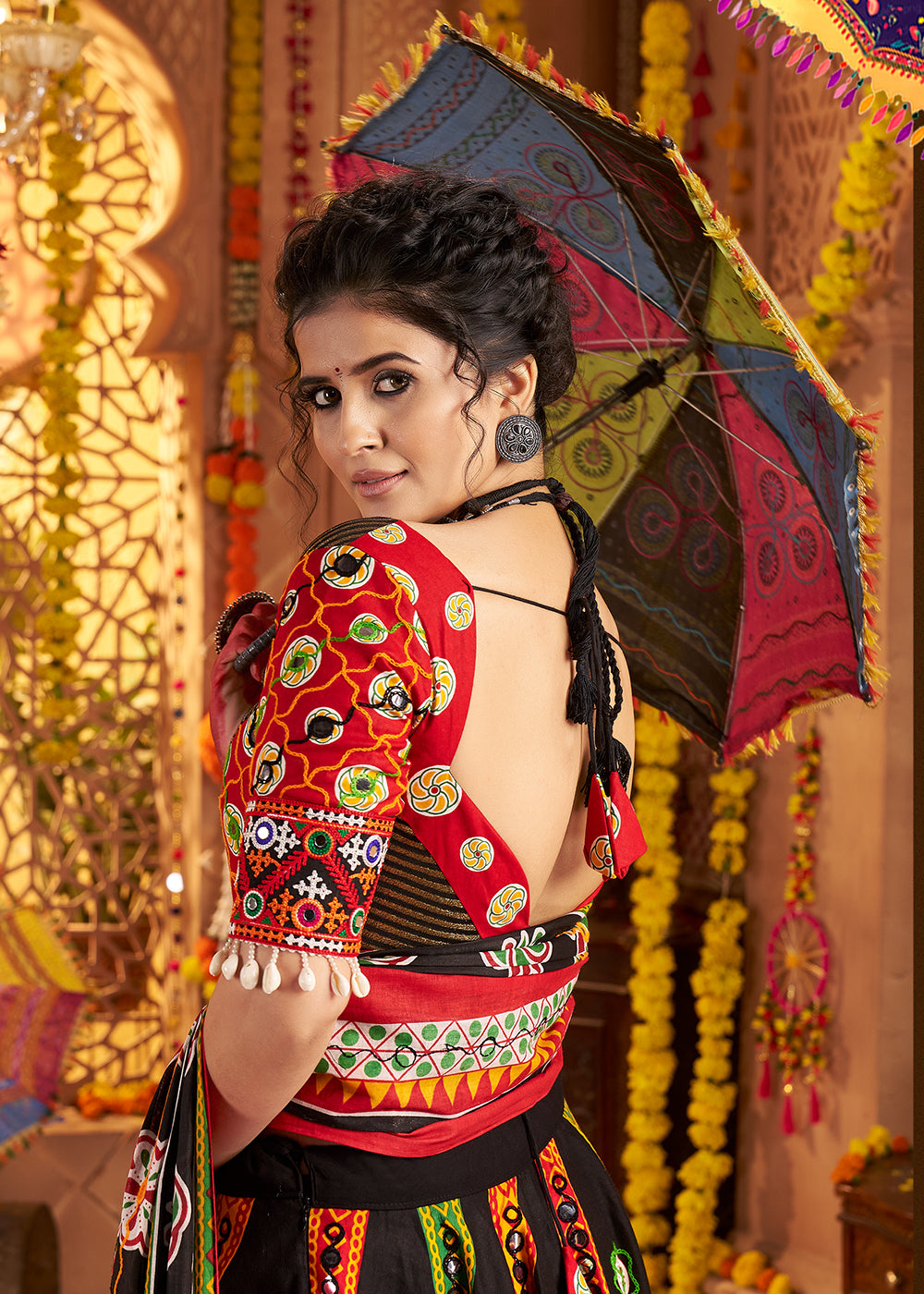 Buy Now Black Organic Cotton Navratri Wear Chaniya Choli Online in US, UK, Canada, France, Germany, Italy, Singapore, UAE & Worldwide at Empress Clothing.