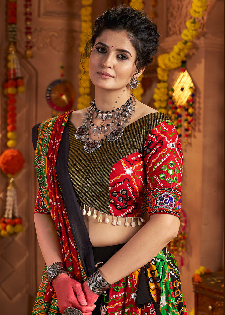 Buy Now Organic Cotton Multicolor Navratri Wear Chaniya Choli Online in US, UK, Canada, France, Germany, Italy, Singapore, UAE & Worldwide at Empress Clothing.