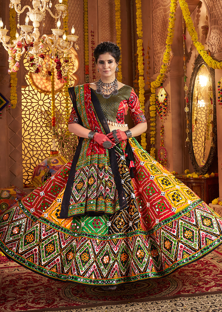 Buy Now Organic Cotton Multicolor Navratri Wear Chaniya Choli Online in US, UK, Canada, France, Germany, Italy, Singapore, UAE & Worldwide at Empress Clothing.