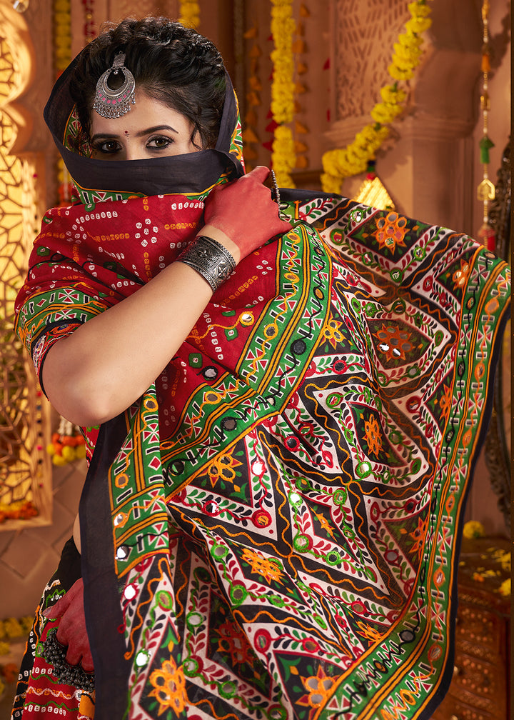 Buy Now Organic Cotton Multicolor Navratri Wear Chaniya Choli Online in US, UK, Canada, France, Germany, Italy, Singapore, UAE & Worldwide at Empress Clothing.