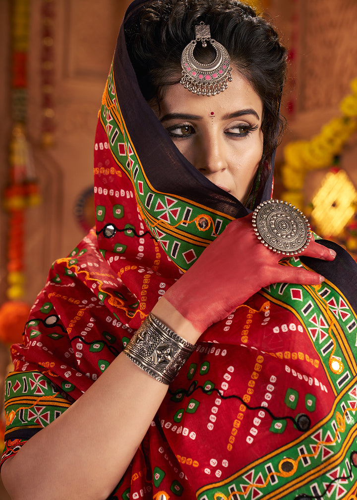 Buy Now Organic Cotton Multicolor Navratri Wear Chaniya Choli Online in US, UK, Canada, France, Germany, Italy, Singapore, UAE & Worldwide at Empress Clothing.