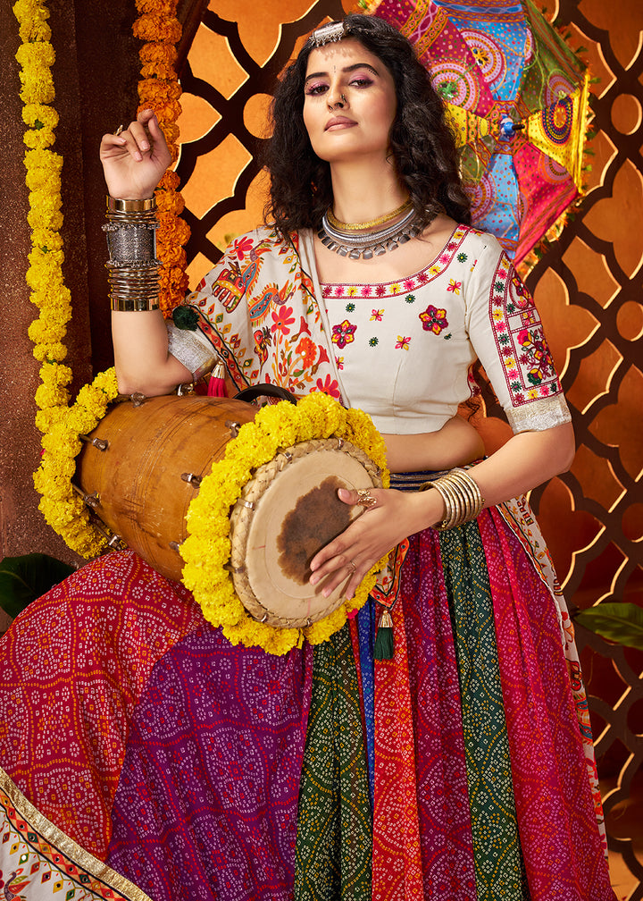Buy Now Multicolor Printed Georgette Navratri Wear Chaniya Choli Online in US, UK, Canada, France, Germany, Italy, Malaysia & Worldwide at Empress Clothing.