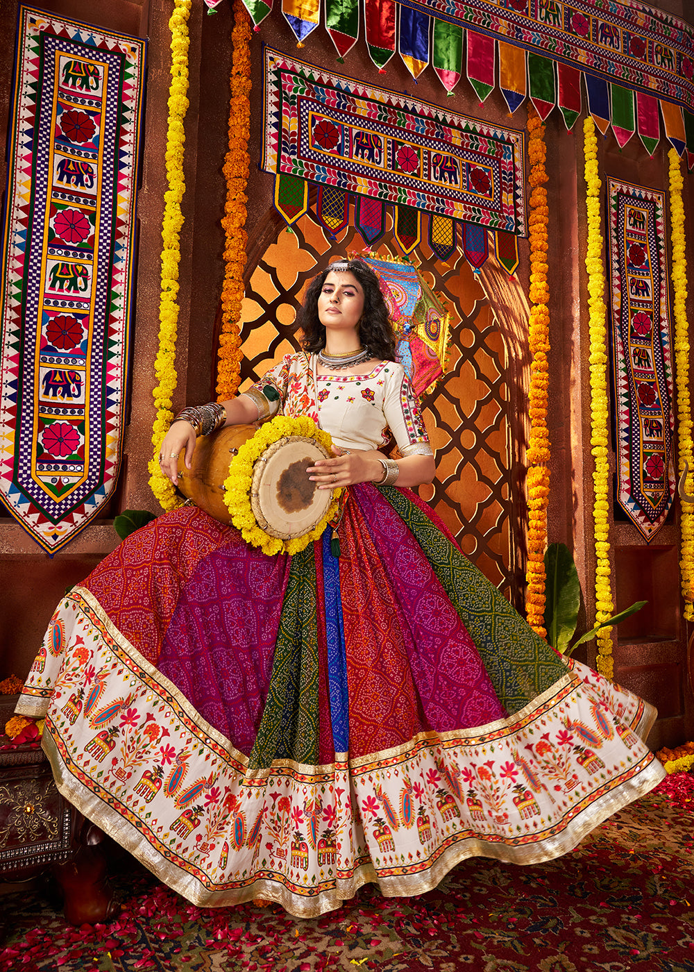 Buy Now Multicolor Printed Georgette Navratri Wear Chaniya Choli Online in US, UK, Canada, France, Germany, Italy, Malaysia & Worldwide at Empress Clothing.