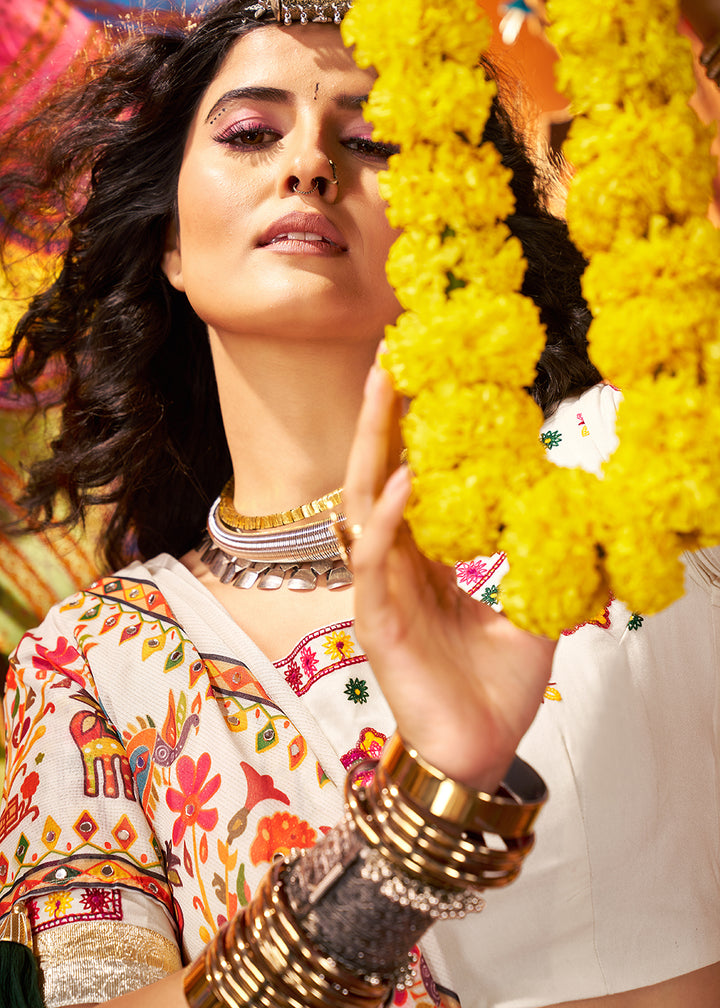 Buy Now Multicolor Printed Georgette Navratri Wear Chaniya Choli Online in US, UK, Canada, France, Germany, Italy, Malaysia & Worldwide at Empress Clothing.