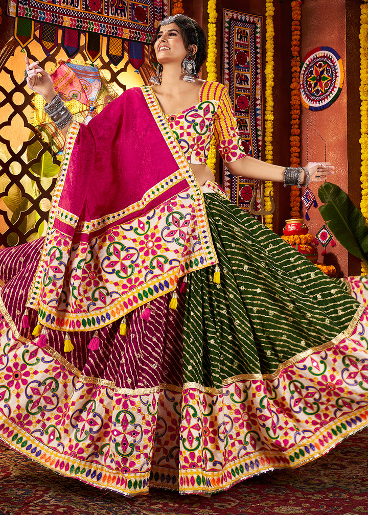 Buy Now Multi Green & Purple Navratri Special Chaniya Choli Online in US, UK, Canada, France, Germany, Italy, Singapore, UAE & Worldwide at Empress Clothing.