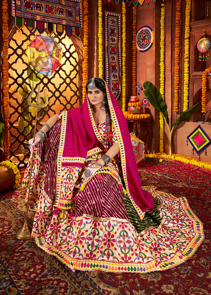 Buy Now Multi Green & Purple Navratri Special Chaniya Choli Online in US, UK, Canada, France, Germany, Italy, Singapore, UAE & Worldwide at Empress Clothing.