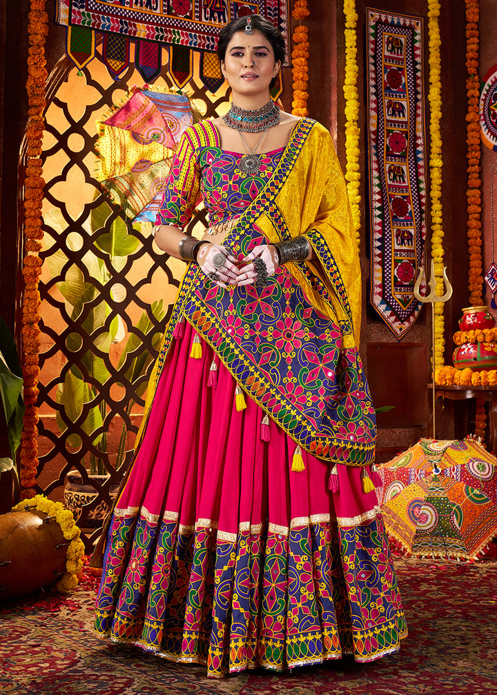 Buy Now Multi Red & Yellow Navratri Special Chaniya Choli Online in US, UK, Canada, France, Germany, Italy, Singapore, UAE & Worldwide at Empress Clothing.