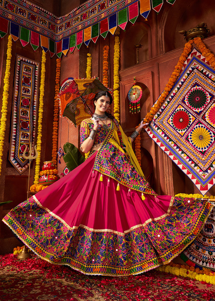 Buy Now Multi Red & Yellow Navratri Special Chaniya Choli Online in US, UK, Canada, France, Germany, Italy, Singapore, UAE & Worldwide at Empress Clothing.