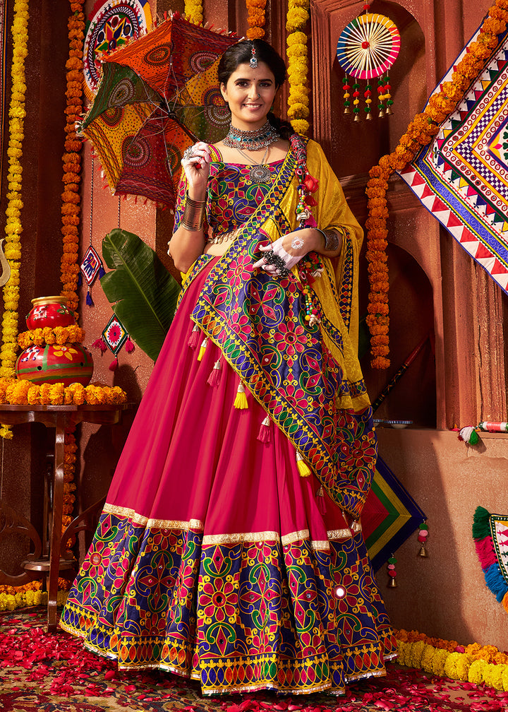 Buy Now Multi Red & Yellow Navratri Special Chaniya Choli Online in US, UK, Canada, France, Germany, Italy, Singapore, UAE & Worldwide at Empress Clothing.